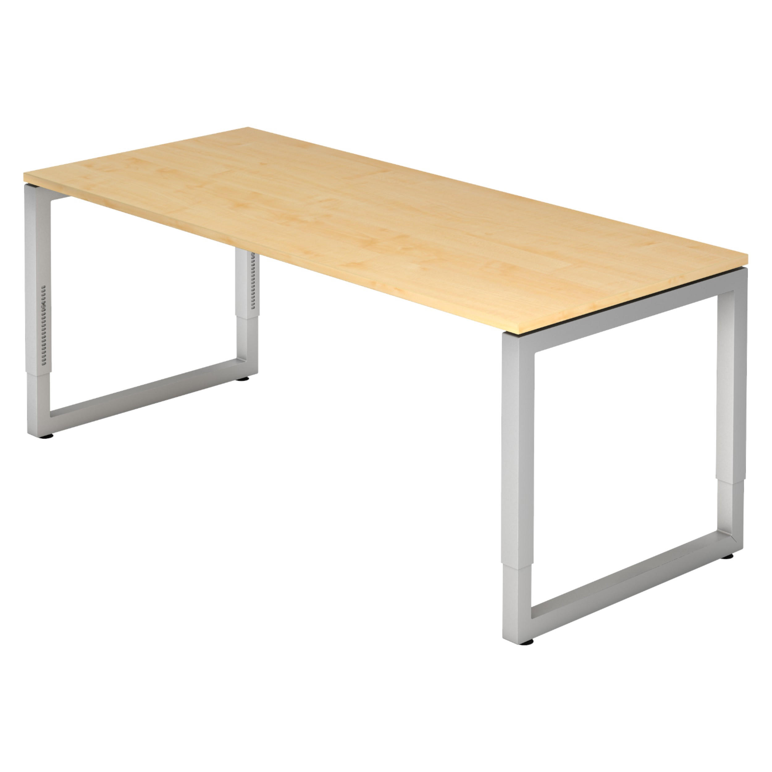 bümö Schreibtisch Ahorn, Silber 180x74x80 cm