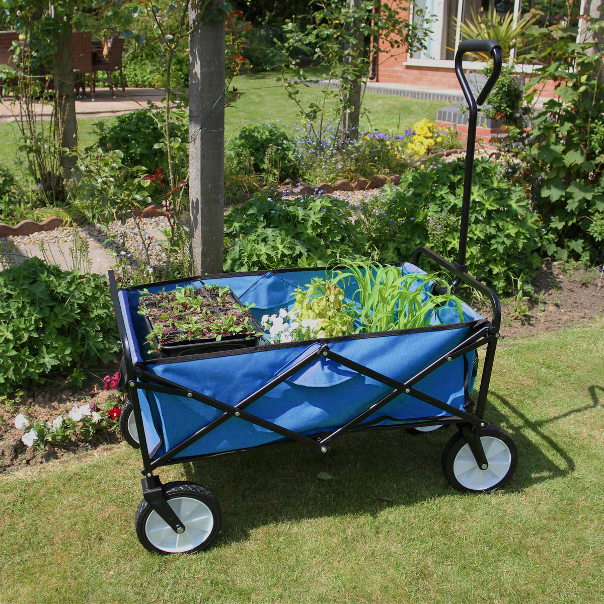 GARTENWAGEN Faltbar Blau - Blau, Metall (53/113/98cm) - Monstershop