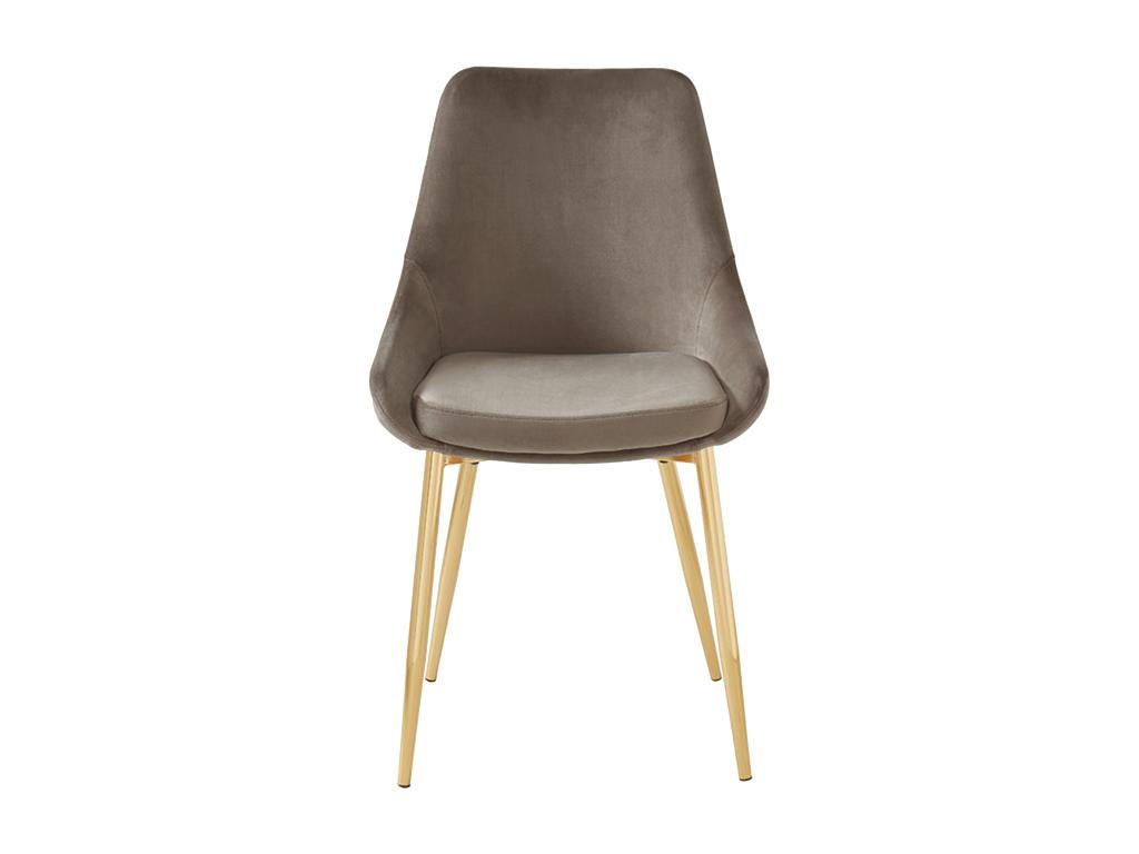 STUHL 2er-Set - Samt & Goldfarbenes Metall - Taupe - MASURIE - Braun, Textil (56/85.5/49cm) - Vente-Unique