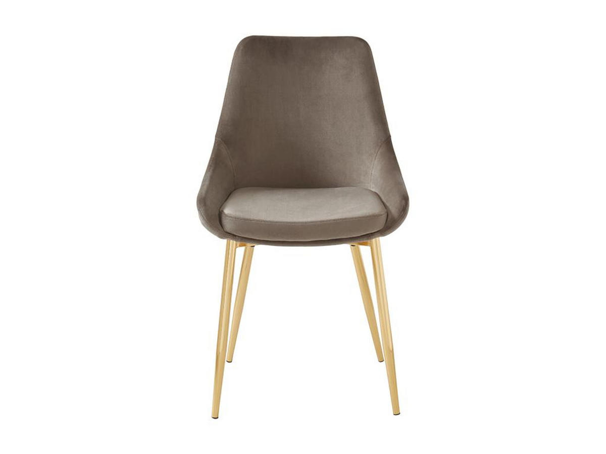 STUHL 2er-Set - Samt & Goldfarbenes Metall - Taupe - MASURIE - Braun, Textil (56/85.5/49cm) - Vente-Unique
