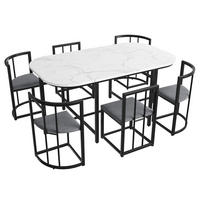 ESSGRUPPE DE-39003 6 Stühle mit Tisch Schwarz - Schwarz, Holzwerkstoff (140/76/80cm) - ComfortXL