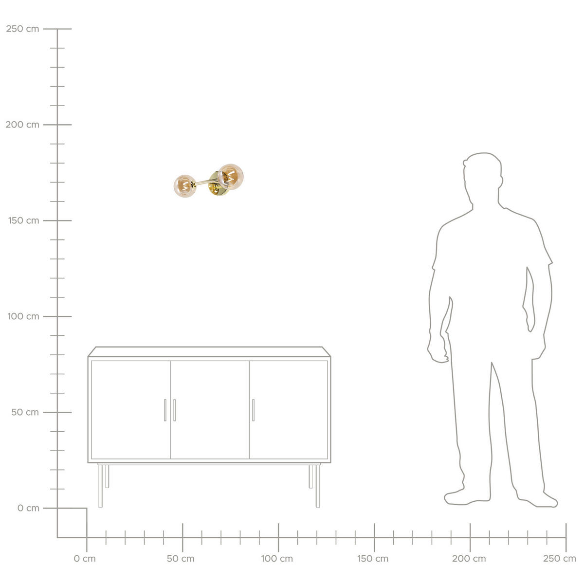 WANDLEUCHTE Ramis 36/12/12 cm - Goldfarben, Metall (12/12/12cm) - Beliani