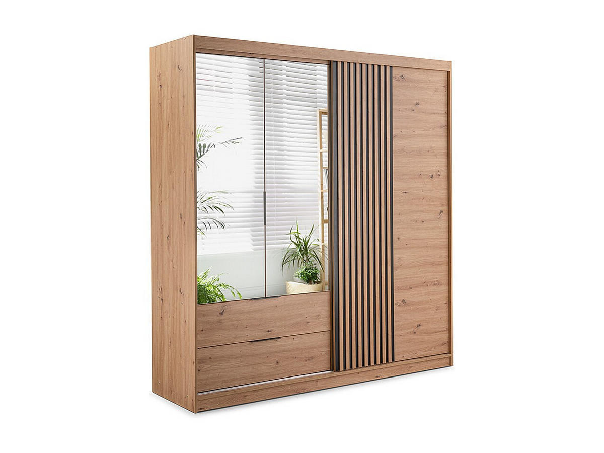 KLEIDERSCHRANK - 203 cm x 60 cm - Holz, Platte - Naturfarben Hell SIDOVIA - Naturfarben, Holz (203/213/60cm) - Vente-Unique