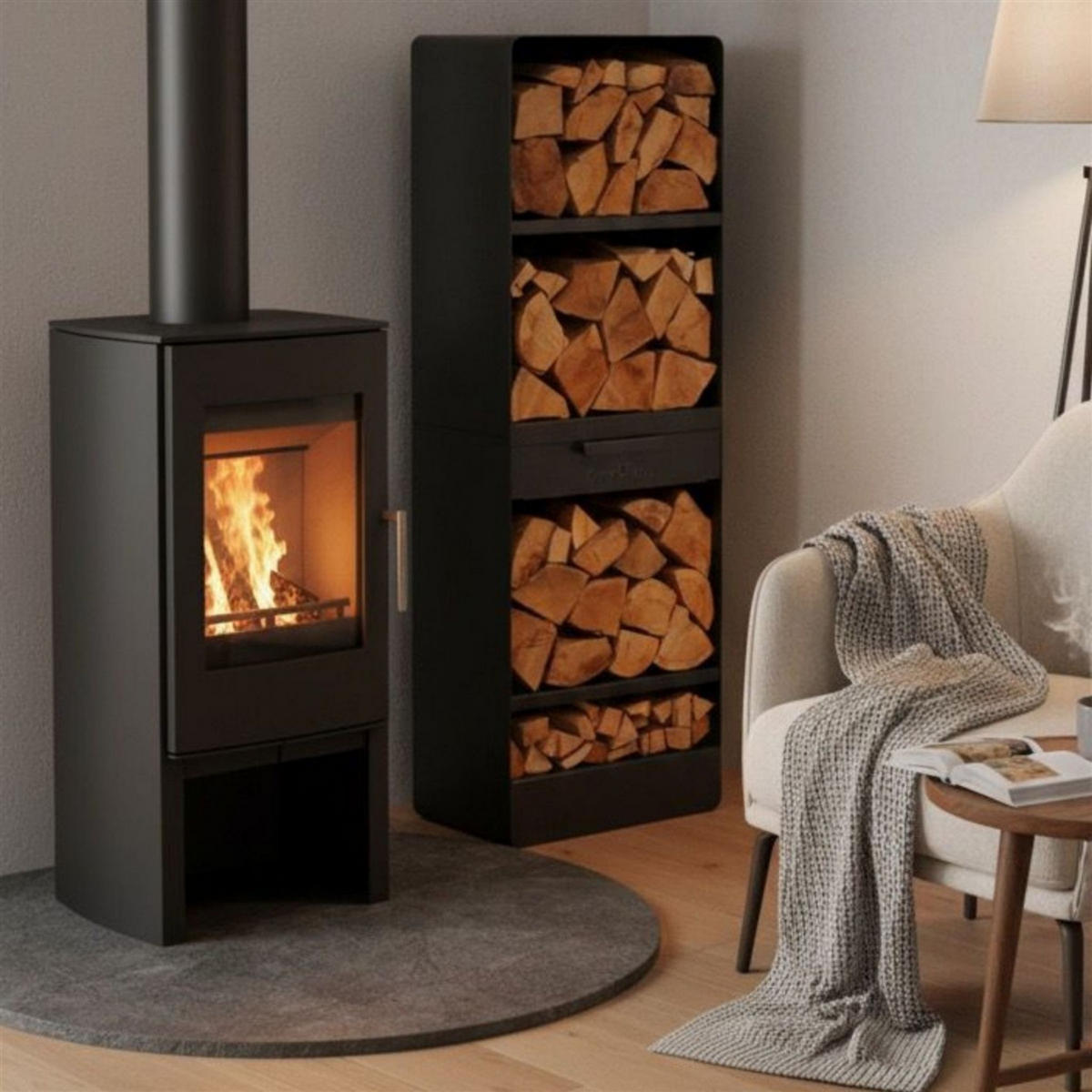 KAMINHOLZREGAL Oregon Stahl schwarz 120 cm - Schwarz, Metall (40/120/30cm) - Mr. Deko