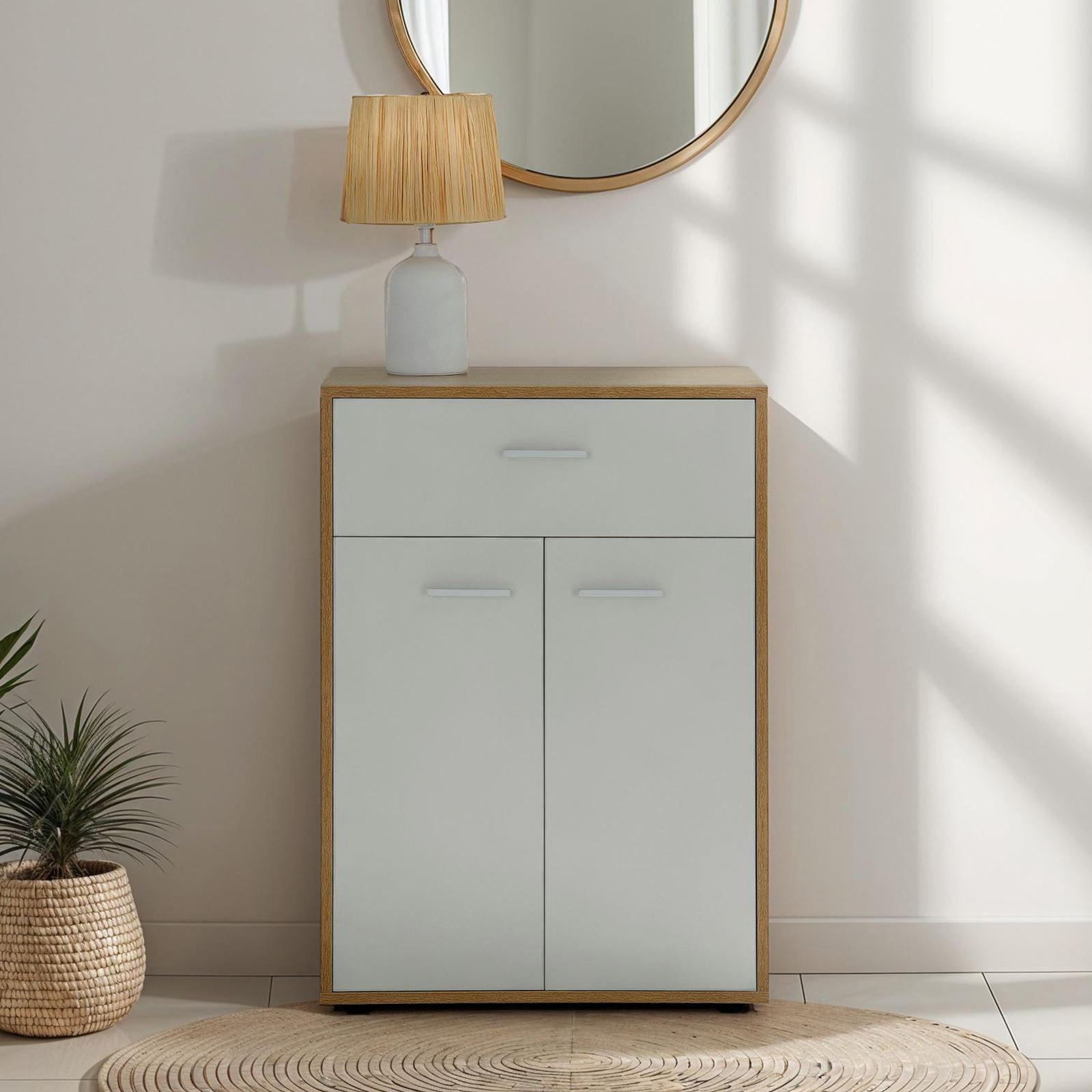 KOMMODE TOMMY - Weiß/Sonoma Eiche, Holzwerkstoff (60/84/30cm) - CARO-Möbel