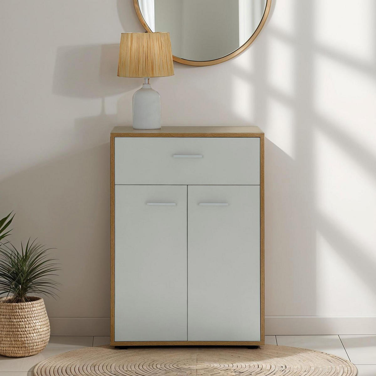 KOMMODE TOMMY - Weiß/Sonoma Eiche, Holzwerkstoff (60/84/30cm) - CARO-Möbel
