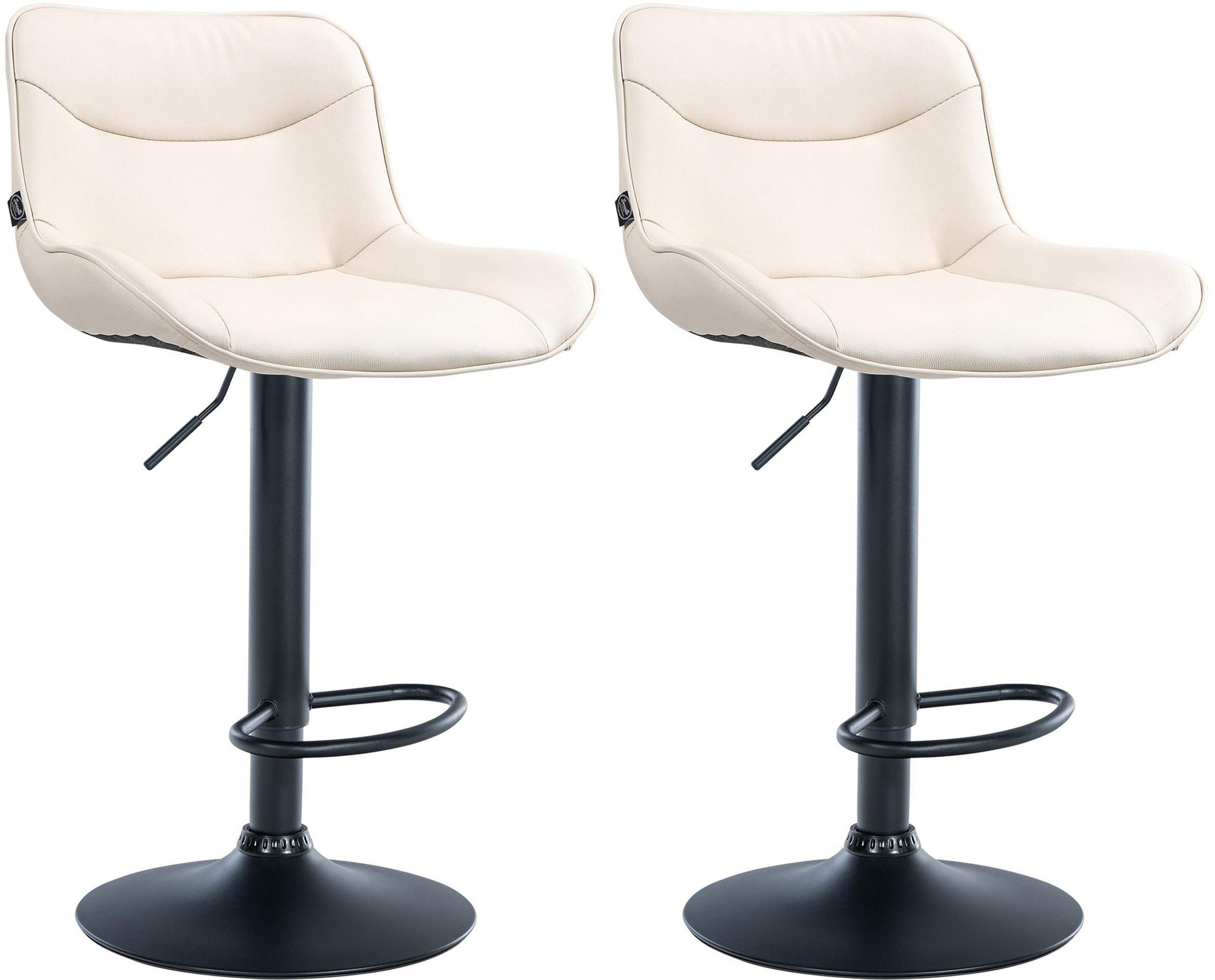 BARHOCKER 2er Set Vulcano Kunstleder schwarz creme - Schwarz/Naturfarben, Kunststoff/Metall (49/106/51cm) - TPFLiving