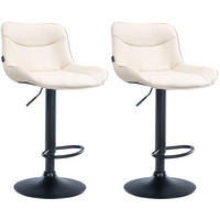 BARHOCKER 2er Set Vulcano Kunstleder schwarz creme - Schwarz/Naturfarben, Kunststoff/Metall (49/106/51cm) - TPFLiving