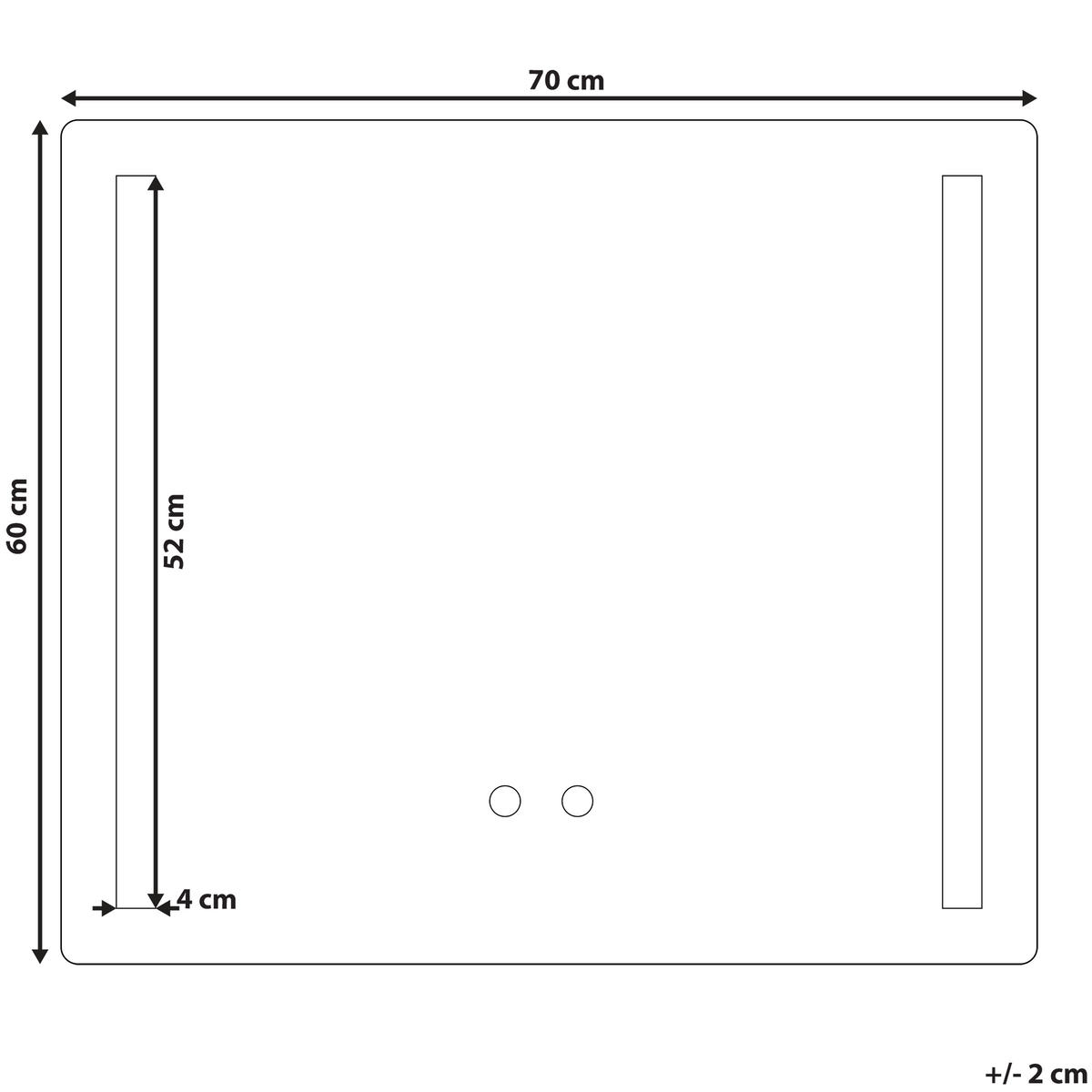 BADSPIEGEL mit LED-Beleuchtung rechteckig 60/70 cm Lirac - Silberfarben, Glas (70/60/4cm) - Beliani
