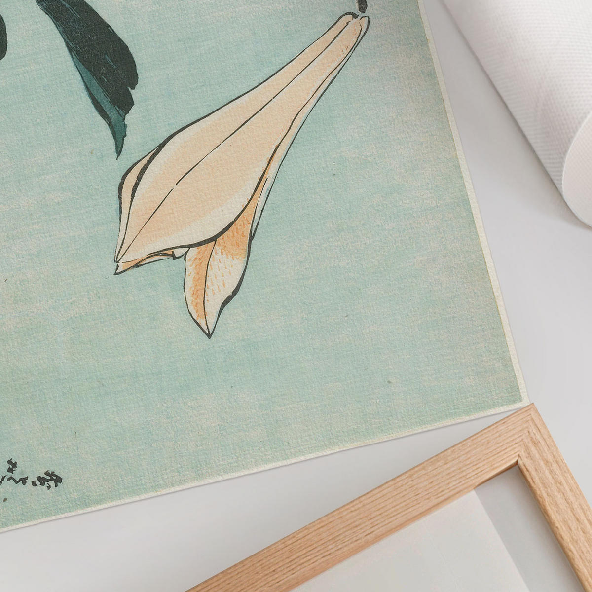 POSTER - 42x29 cm (A3) - Hokusai - Lilien - Türkis, Textil (42/29.7/0.1cm) - TULUP