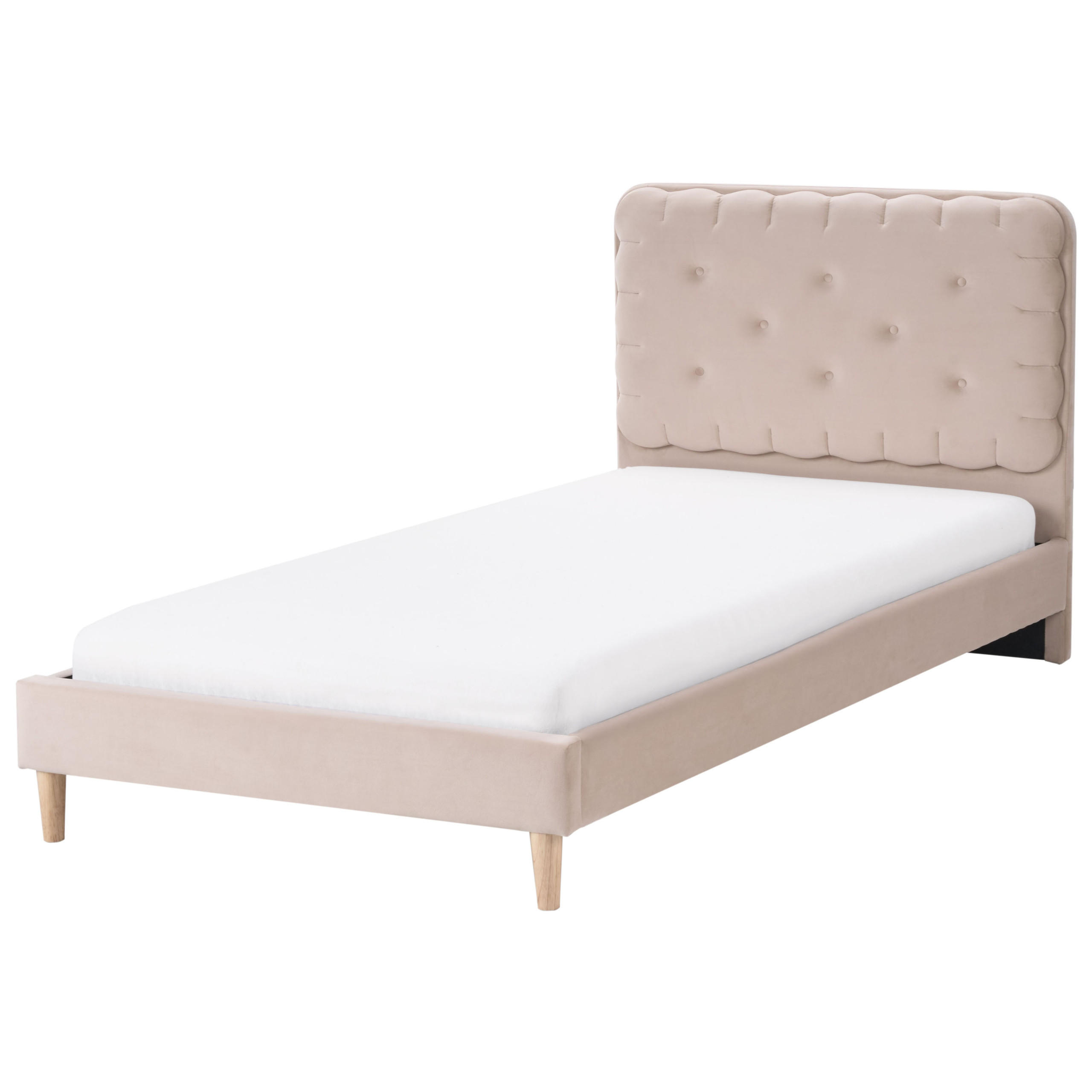BETT mit Lattenrost 90x200 cm Beige Corsaint - Beige, Textil (90/200cm) - Beliani