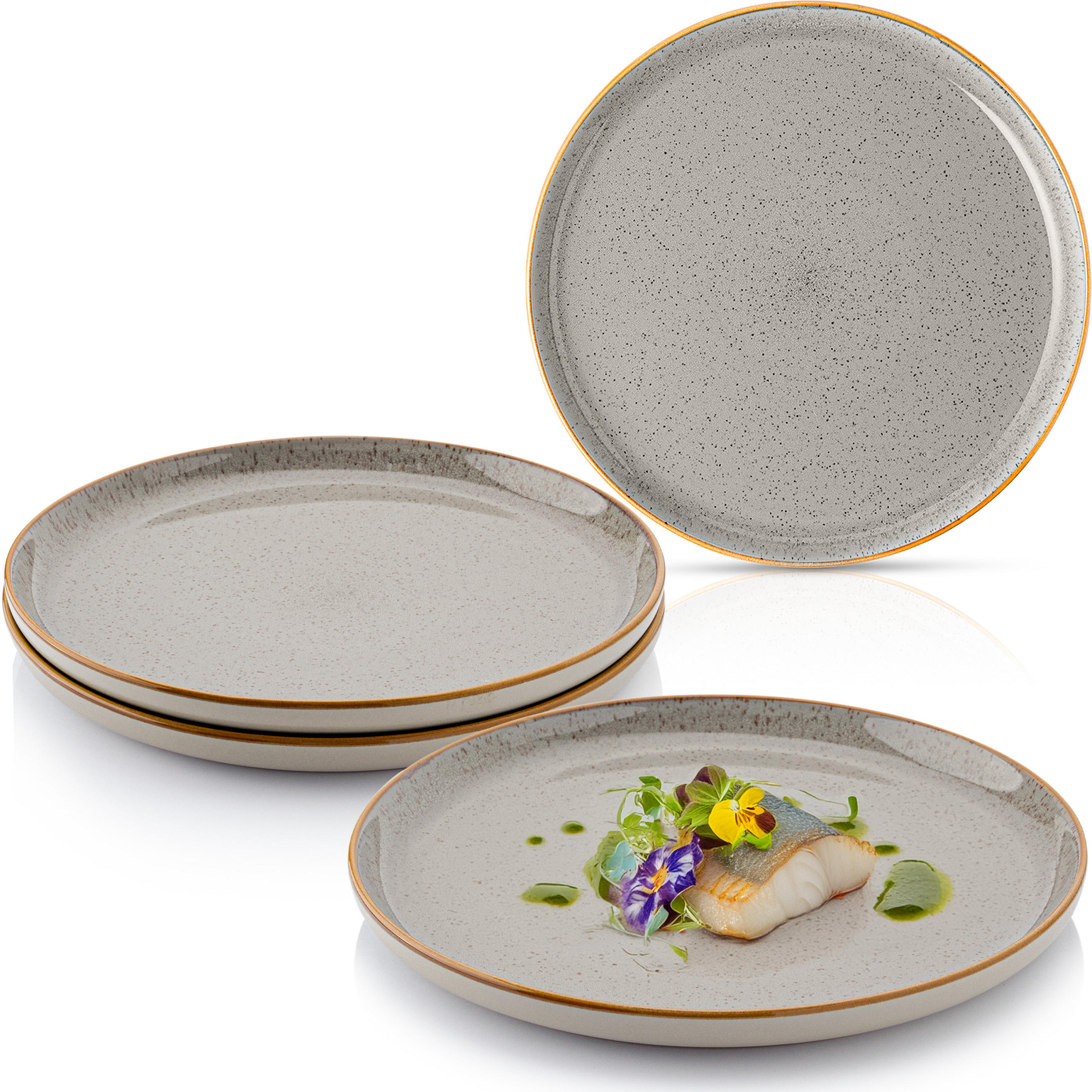 SPEISETELLER RIO PERLGRAU - 4 teilig aus Steingut - Grau, Keramik (13cm) - Sänger