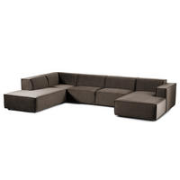 WOHNLANDSCHAFT mit Longchair & Ottomane - Taupe/Schwarz, Kunststoff/Textil (369/70/234cm) - home24