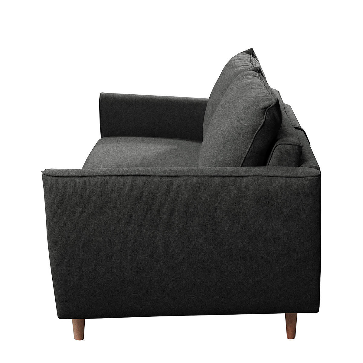 SCHLAFSOFA mit Matratze - Webstoff - Anthrazit/Buchefarben, Buchenholz/Textil (195/90/102cm) - home24