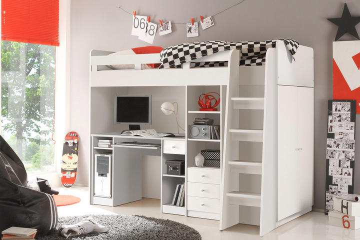 Vyvýšená postel se stolem