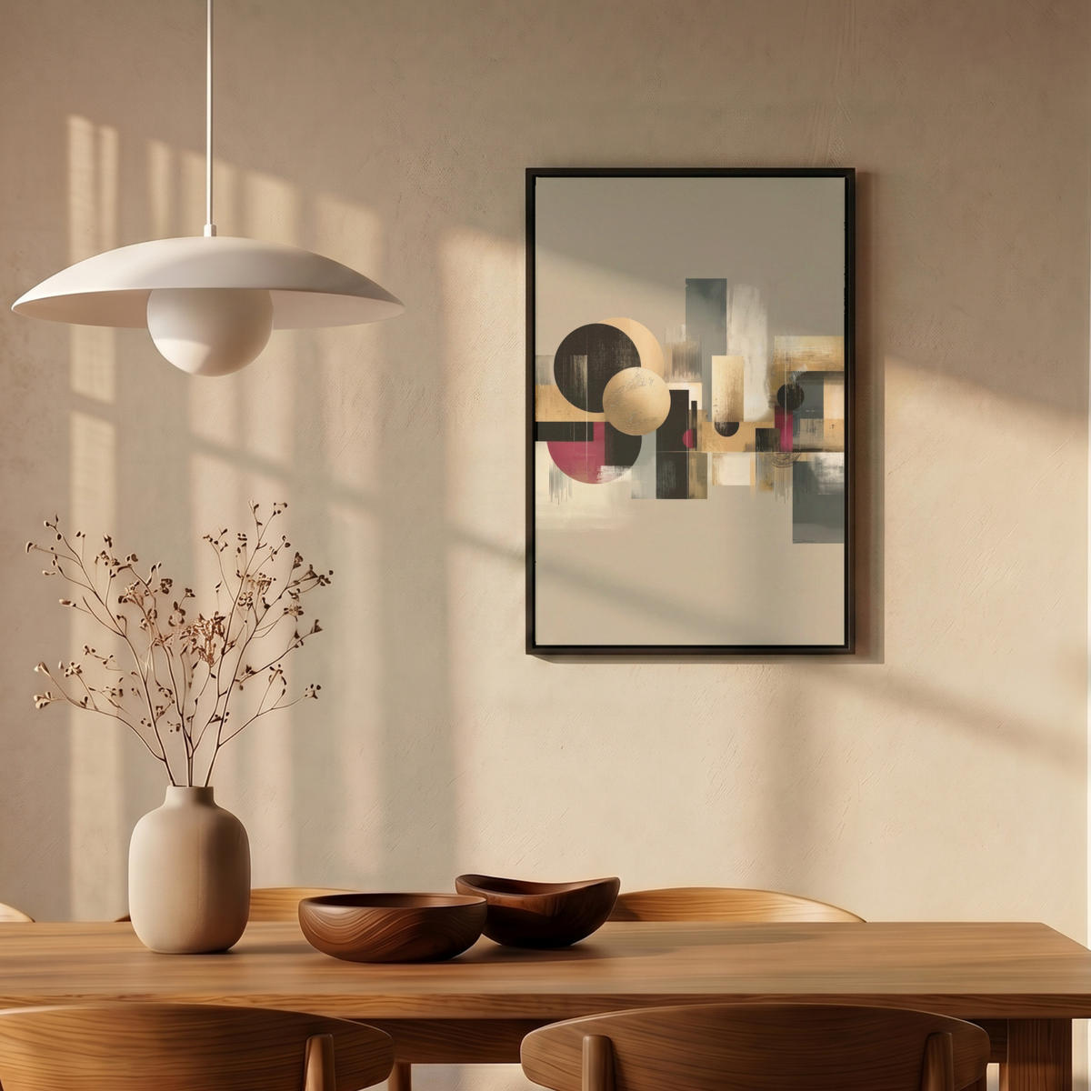 LEINWAND Bilder mit Rahmen - Abstrakt - Formen - Beige - Texturen - 40x60 - Beige, Textil (40/60cm) - MuchoWow