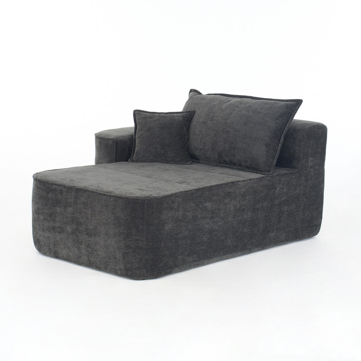 CHAISE LONGUE premium chenille relaxliege montagefrei - Dunkelgrau, Textil (144/65/112cm) - Urban Meuble