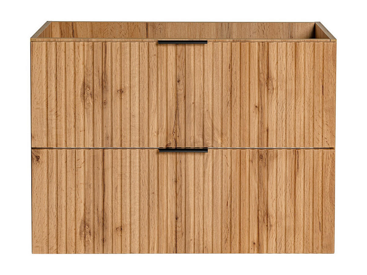 WASCHBECKENUNTERSCHRANK hängend - Streifenoptik - Holzfarben hell - 80 cm - ZEVARA - Naturfarben, Holz (80/57/46cm) - Vente-Unique