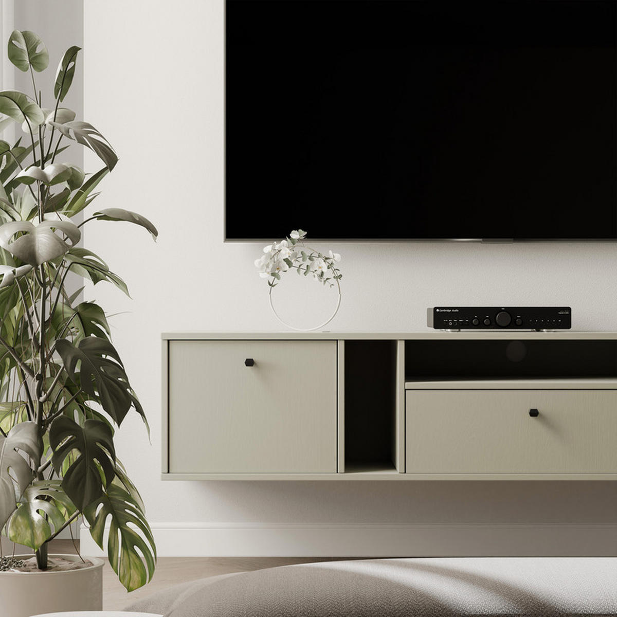 TV-LOWBOARD FLOW 180 cm, Eukalyptus - Eukalyptusholzfarben, Holzwerkstoff/Metall (180/48.5/40.5cm) - Idohome
