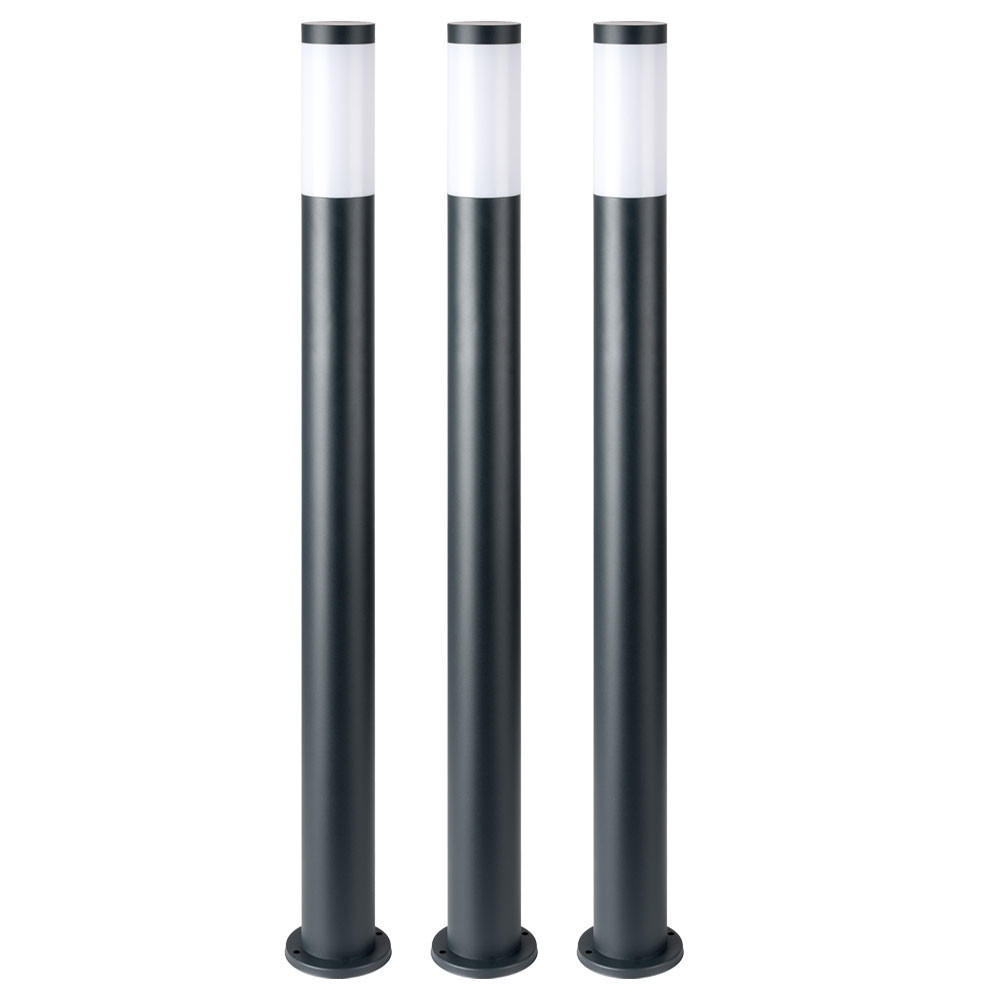 LED STEHLEUCHTE Edelstahl Anthrazit 3er Set - Anthrazit, Kunststoff (12.7/110/12.7cm) - Globo Lighting