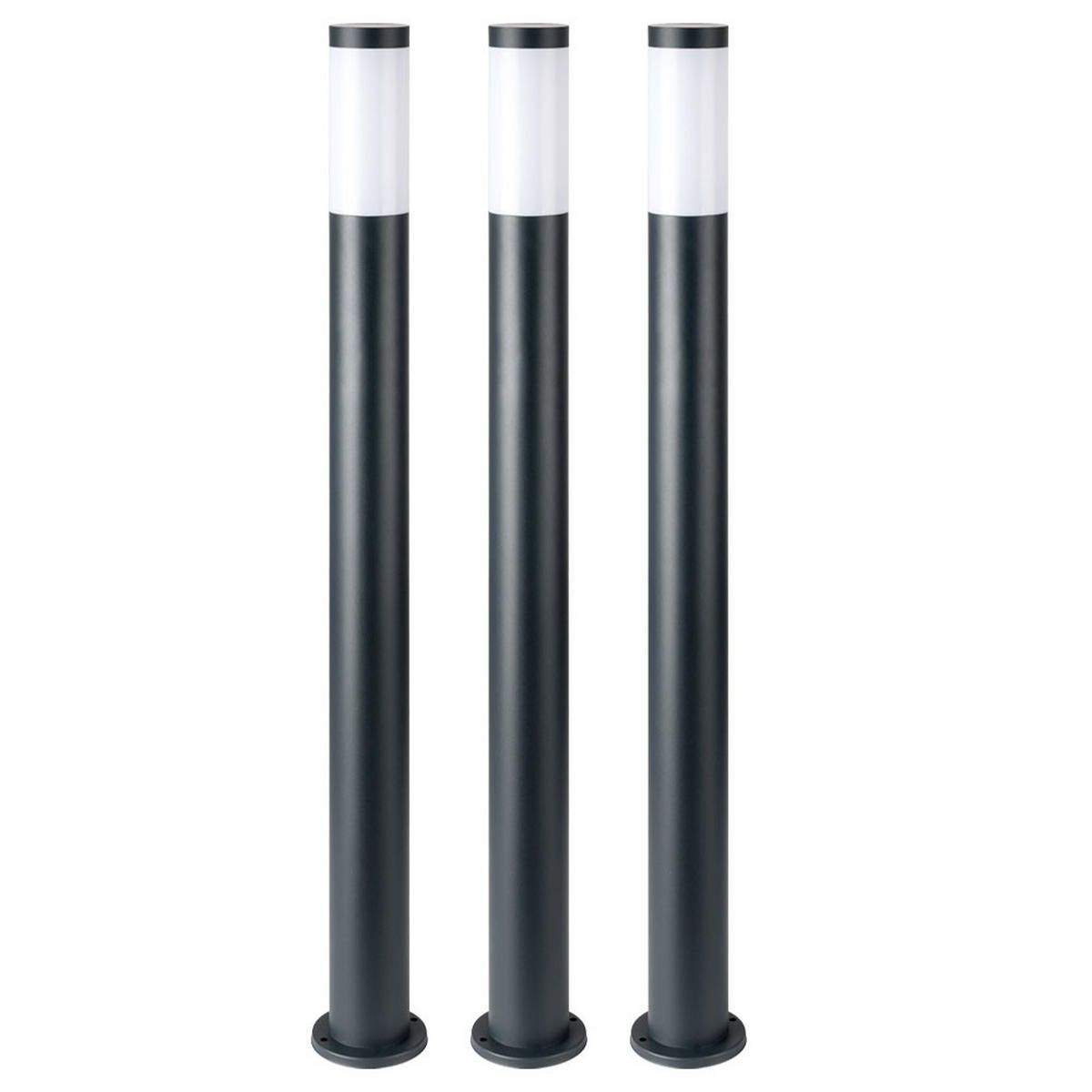 LED STEHLEUCHTE Edelstahl Anthrazit 3er Set - Anthrazit, Kunststoff (12.7/12.7/110cm) - Globo Lighting