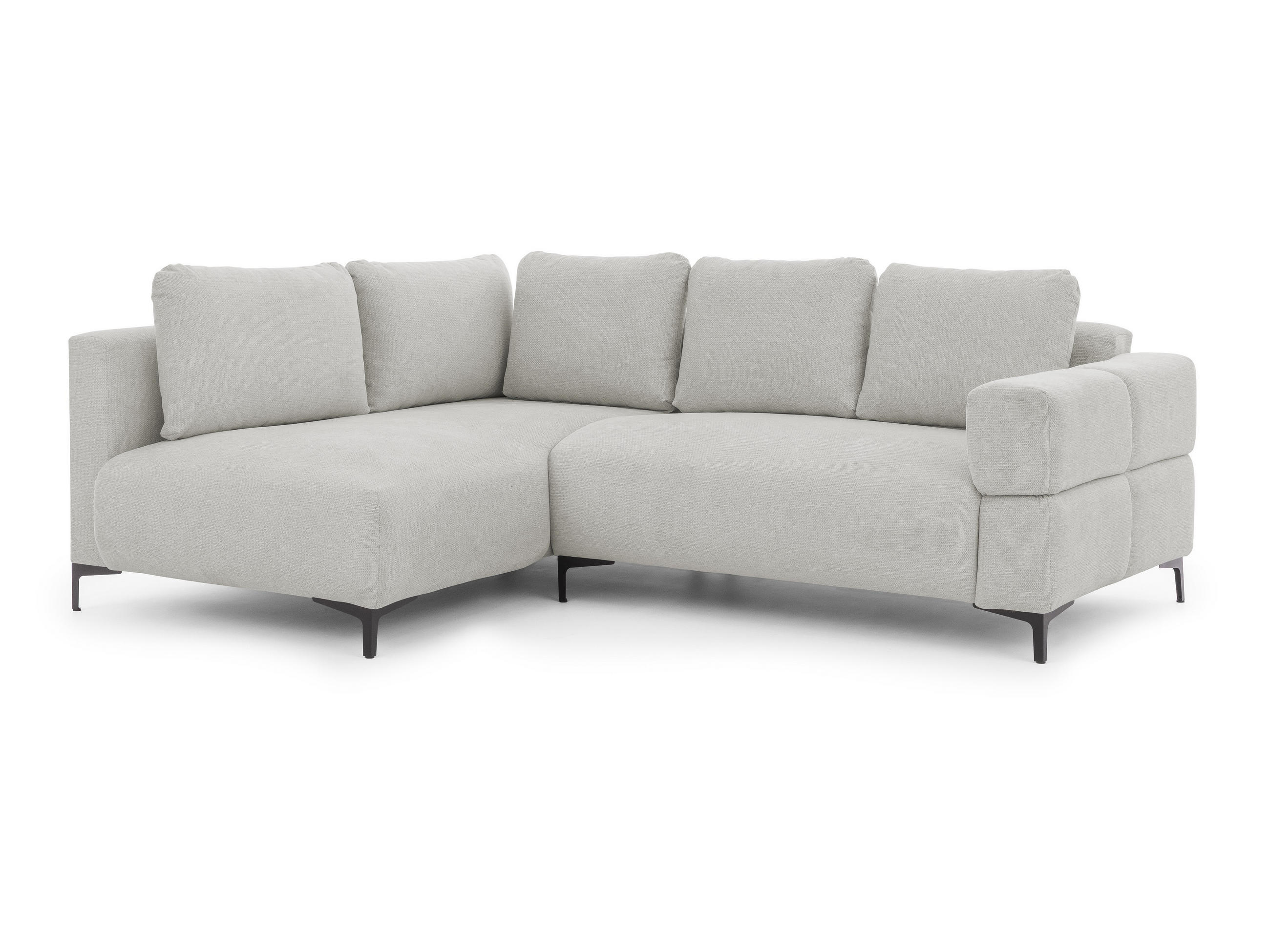 ECKSOFA Cardea in Bubble-Optik aus weichem Hellgrau Strukturstoff mit hohem Sitzkomfort - Ottomane links - Hellgrau/Schwarz, Holz/Textil (170/230cm) - S-Style Möbel