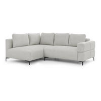 ECKSOFA Cardea in Bubble-Optik aus weichem Hellgrau Strukturstoff mit hohem Sitzkomfort - Ottomane links - Hellgrau/Schwarz, Holz/Textil (170/230cm) - S-Style Möbel