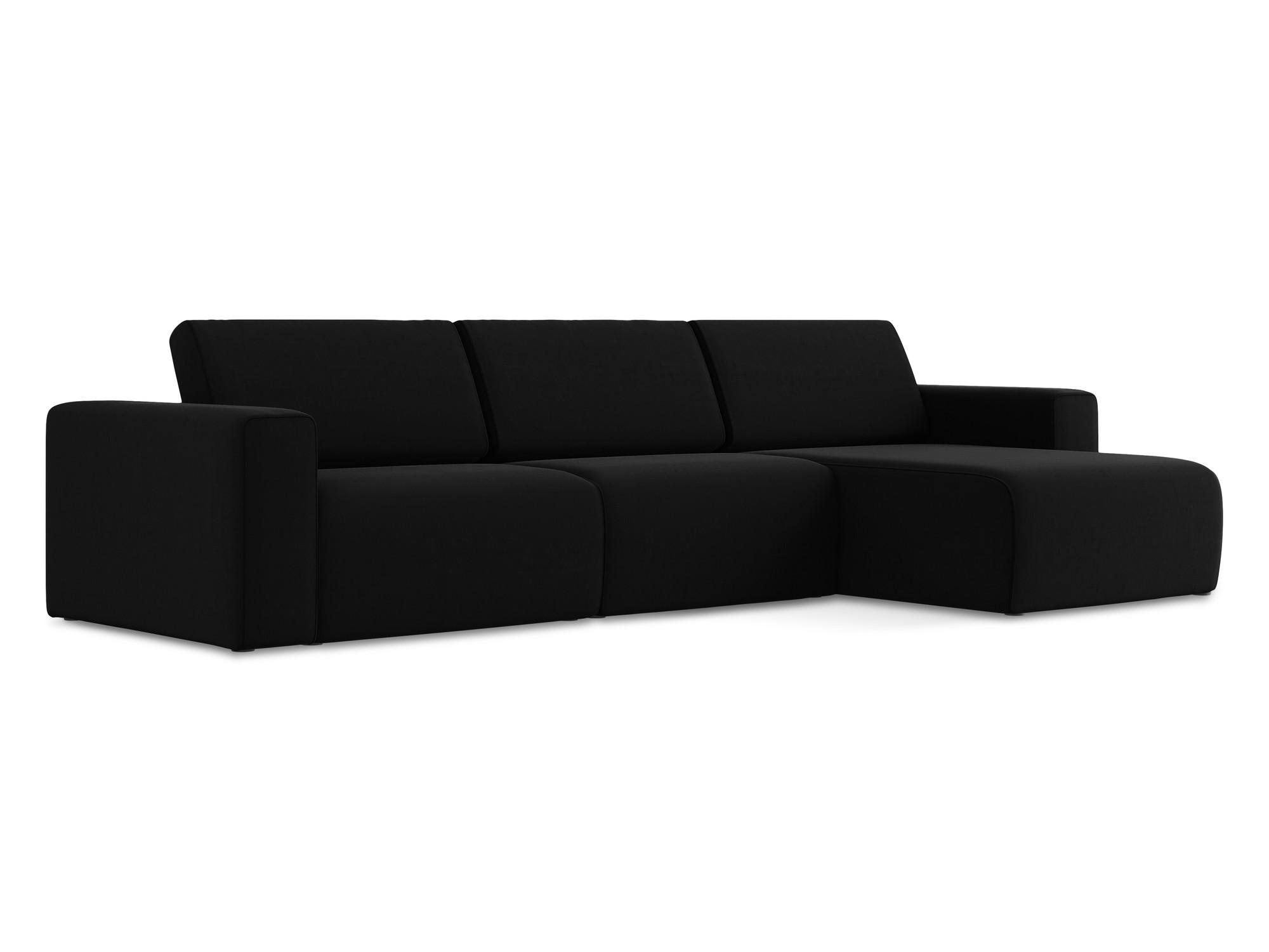ECKSOFA Rechts Samt Stoff Schwarz - Schwarz/Grau, Kunststoff/Textil (314/167cm) - Makamii
