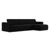 ECKSOFA Rechts Samt Stoff Schwarz - Schwarz/Grau, Kunststoff/Textil (314/167cm) - Makamii