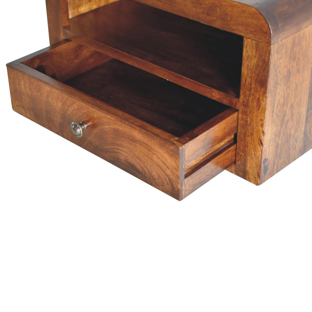 NACHTTISCH Chunky 1 Schublade Wandmontiert mit 1 offenem Regal - Messingfarben/Braun, Holz/Metall (45/25/30cm) - Artisan Furniture