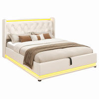 POLSTERBETT mit LED und Stauraum 140x190 cm PU Weiß - Weiß, Metall (140/190cm) - Meubliv