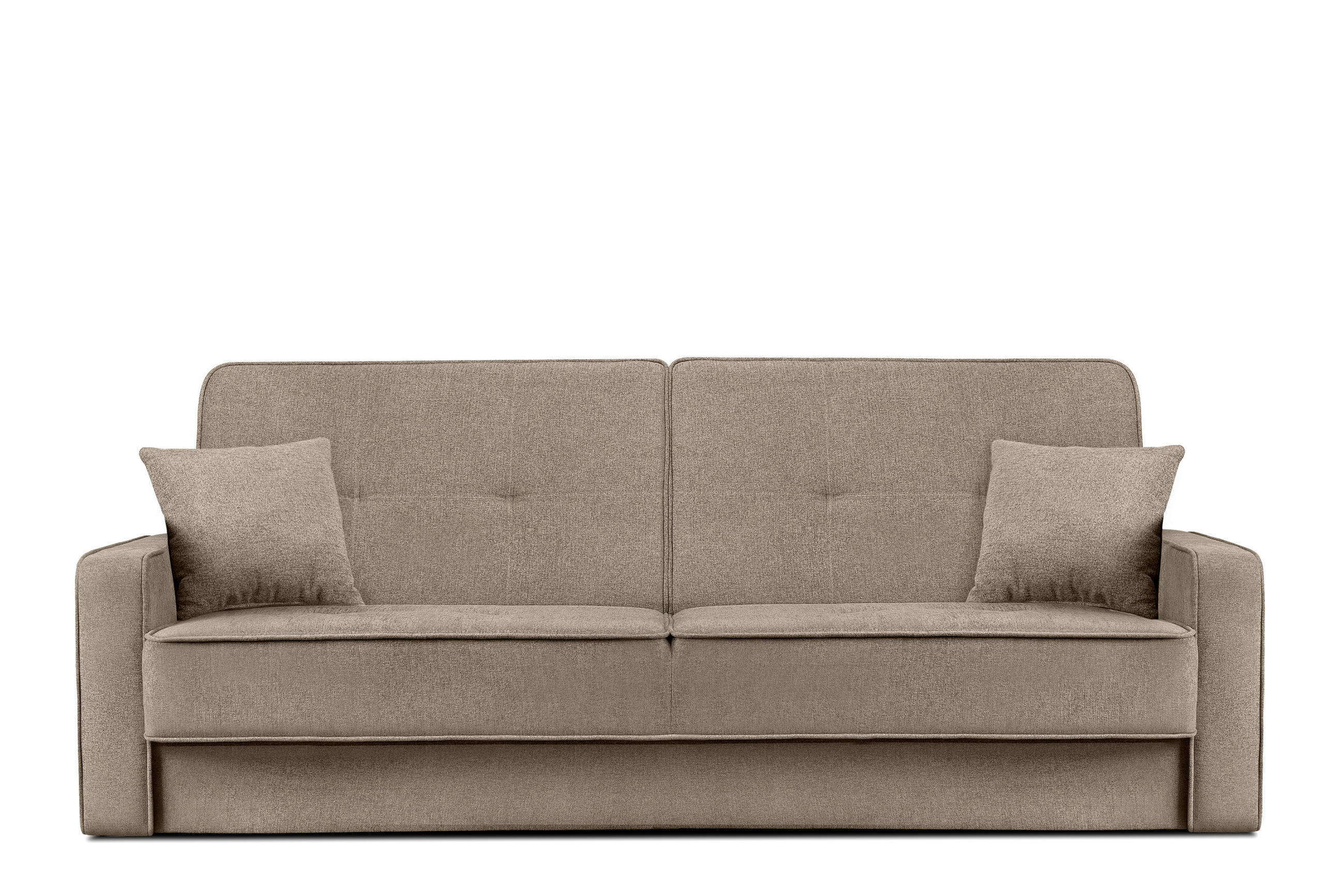 SCHLAFSOFA ORIO 3 Personen, Chenille-Stoff, Hellbraun - Hellbraun, Textil (219/90/90cm) - KONSIMO®