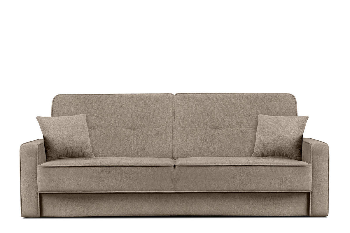 SCHLAFSOFA ORIO 3 Personen, Chenille-Stoff, Hellbraun - Hellbraun, Textil (219/90/90cm) - KONSIMO®