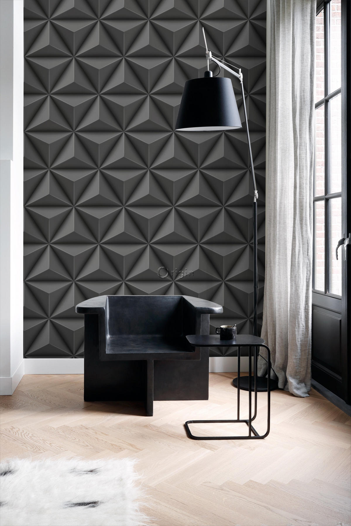 TAPETE 3D-Muster 53 cm x 10.05 m - Grau, Papier (53/1000cm) - Origin Wallcoverings