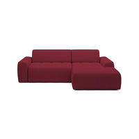 ECKSOFA Savio Freistehend, mit Abriebfestem Kansas-Stoff, Maße 265x172x81 cm, Ausziehbare Sitzfläche 206x92 cm, Rechte, – Kirsche - Bordeaux, Holz/Textil (265/172cm) - DomoHome