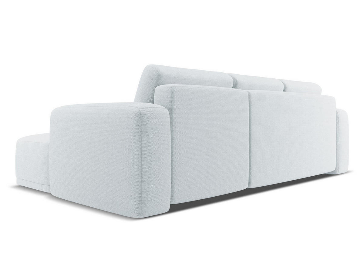 ECKSOFA mit Schlaffunktion Chenille Stoff Blau - Blau/Schwarz, Kunststoff/Textil (258/160cm) - Makamii