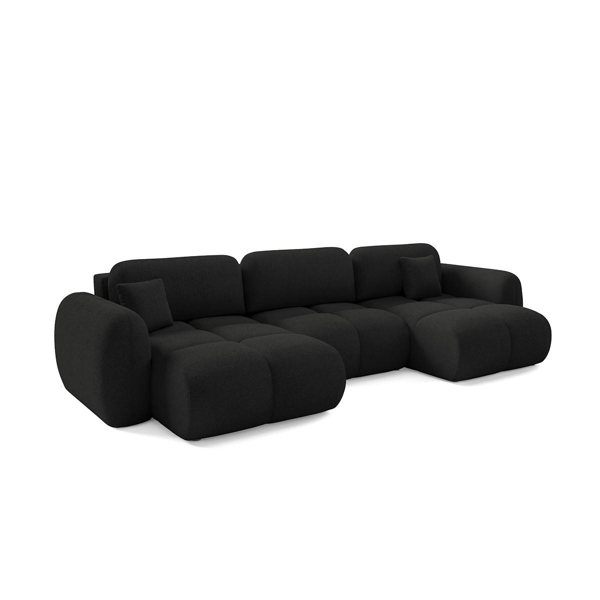 PANORAMASOFA Livio 4 Sitzplätze Schwarz - Schwarz, Holz (370/95/165cm) - Petits-meubles