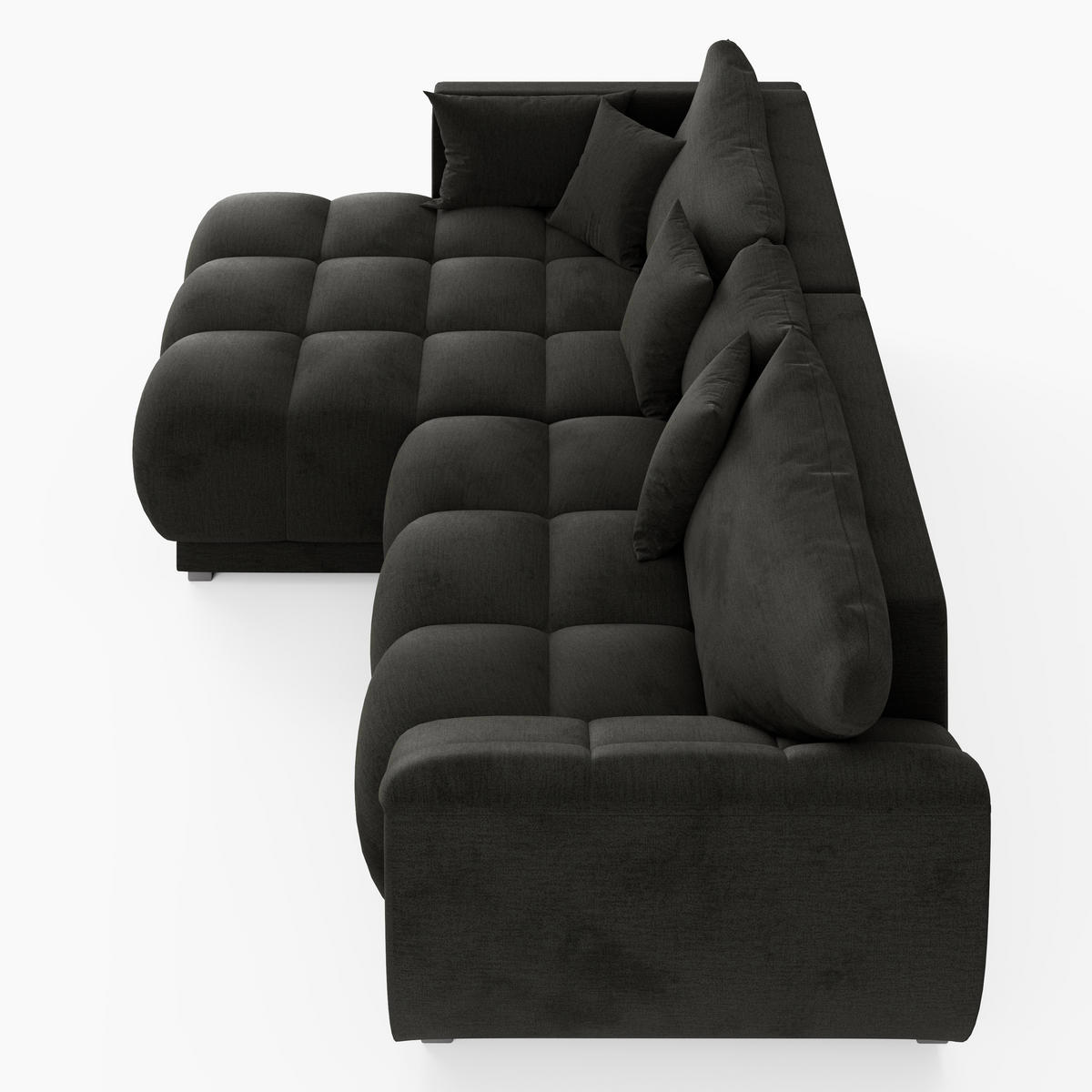 ECKSOFA LARGO Links Gelb Velours-Stoff L-Form Couch mit Schlaffunktion & Bettkasten - Gelb/Schwarz, Holz (180/285cm) - Barchello