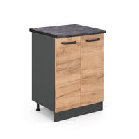 KÜCHENUNTERSCHRANK R-Line Goldkraft Eiche 60 cm, AP Anthrazit - Honigeiche/Anthrazit, Holzwerkstoff (60/81.6/60cm) - Vicco