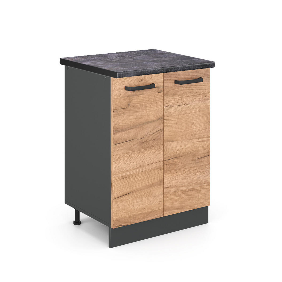 KÜCHENUNTERSCHRANK R-Line Goldkraft Eiche 60 cm, AP Anthrazit - Honigeiche/Anthrazit, Holzwerkstoff (60/81.6/60cm) - Vicco