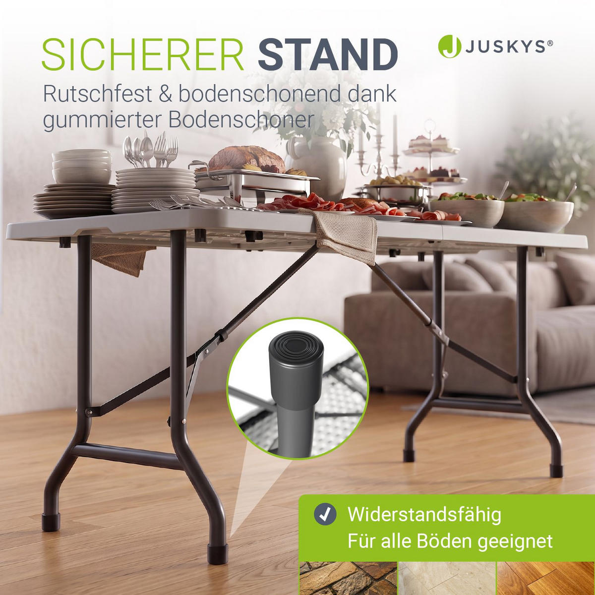 GARTENTISCH Easyfold klappbar weiß - Weiß, Kunststoff (180/74/74cm) - Juskys