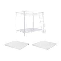 ETAGENBETT + Matratze - 2 x 140 x 190 cm - Metall - Weiß - GEMINI II - Weiß, Metall (140/199cm) - Vente-Unique