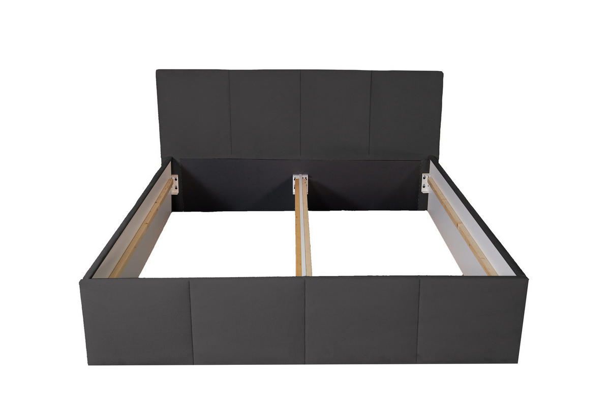 POLSTERBETT Dalas Anthrazit 180 x 200 x 40 cm Stauraum ohne hydraulische Funktion Mit hochwertiger Matratze H2 (bis 100 kg) und Lattenrost - Anthrazit, Holz (180/200cm) - Halmon Schlafkomfort Betten 