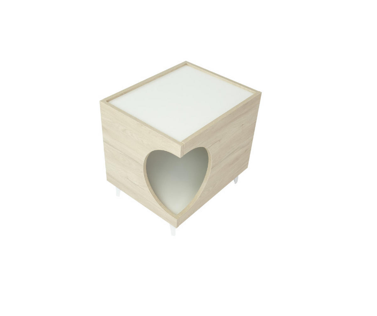 BEISTELLTISCH mit Hunde- oder Katzenhöhle ELLIE eiche weiß, 46/37/49cm - Eichefarben, Holzwerkstoff (37/46/49cm) - Skraut Home