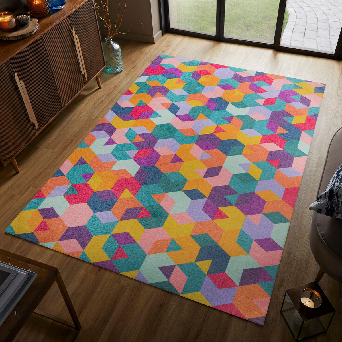 TEPPICH Waschbar WEAR, geometrisch, Bunt, 120 x 170 cm - Multicolor, Textil (170/120cm) - KADIMA DESIGN
