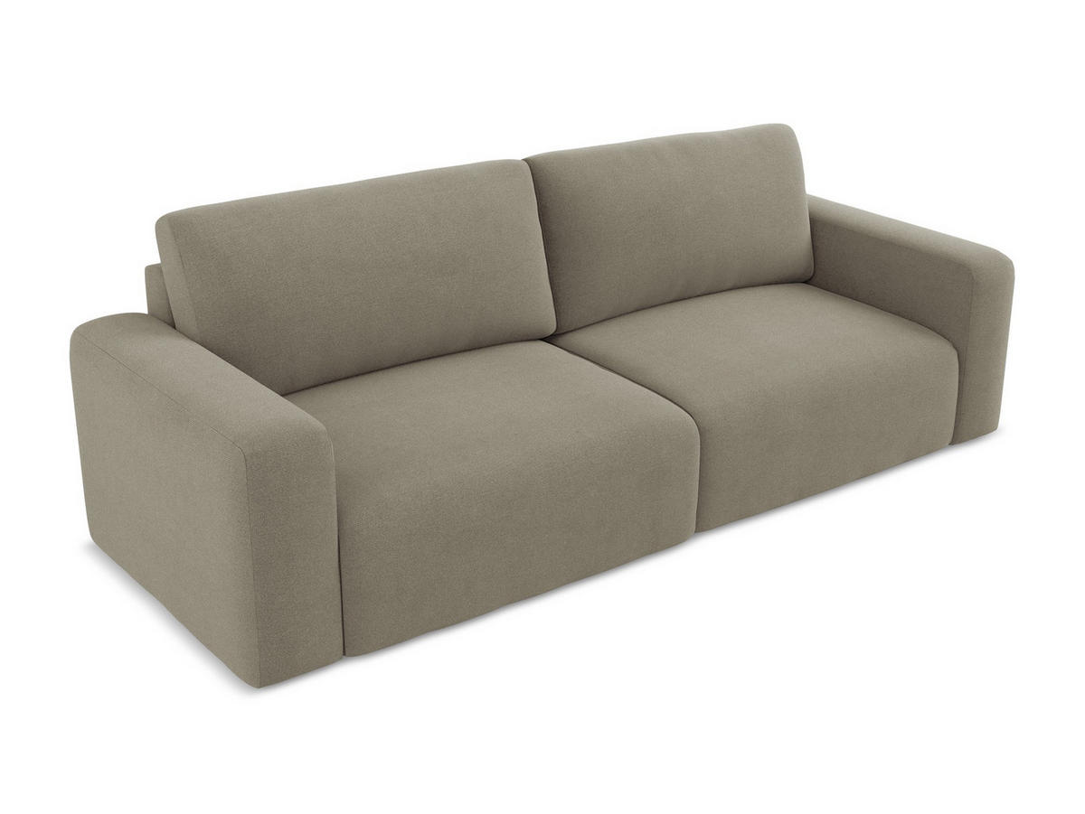 3-SITZER SOFA mit Schlaffunktion Strukturstoff Stoff Beige - Beige/Schwarz, Kunststoff/Textil (244/79/102cm) - Makamii