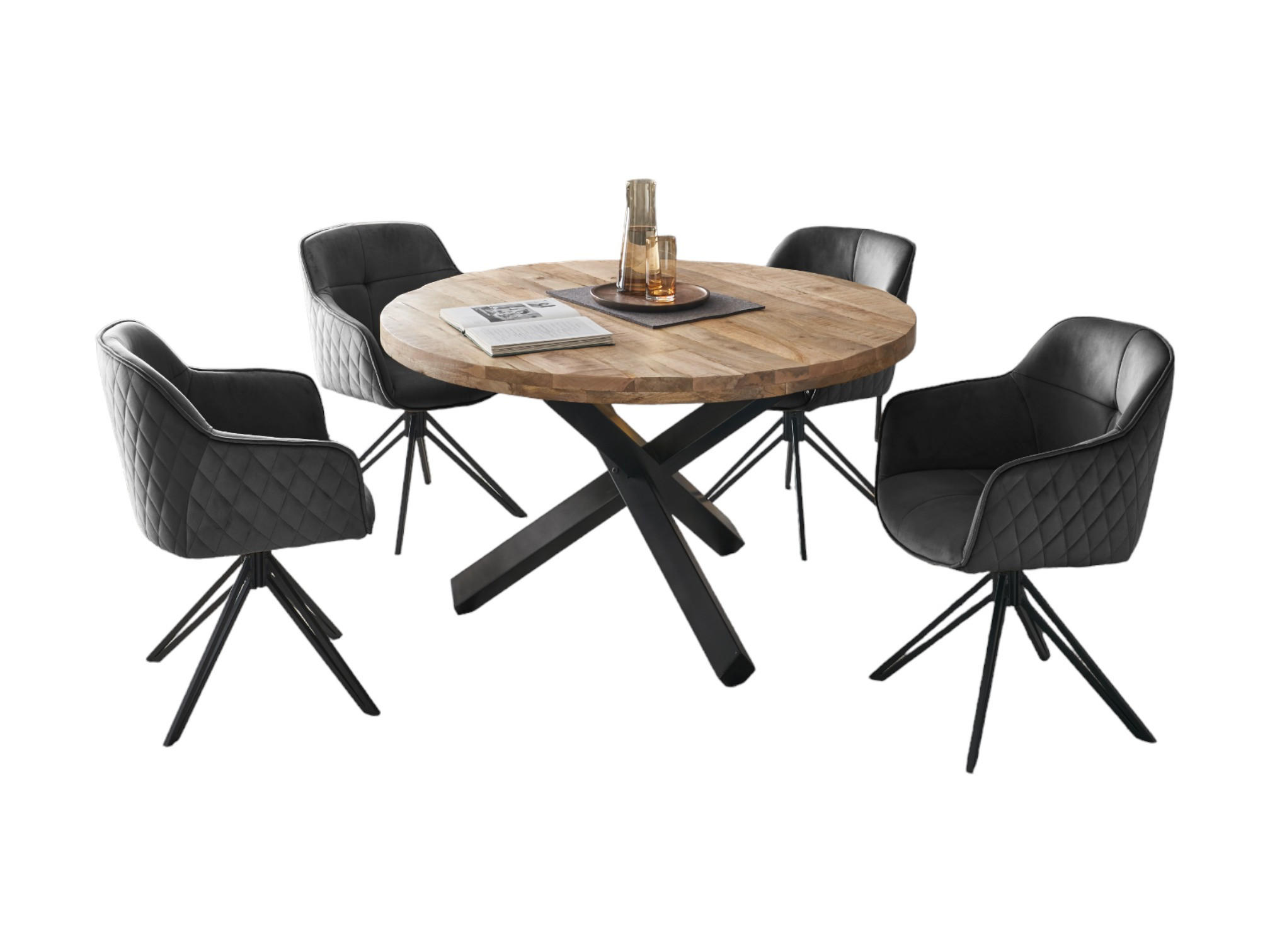 TISCHGRUPPE Set, Esstisch mit 4 Stühlen grau - Grau, Holz (130/77/130cm) - moebel dich auf