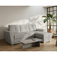 ECKSOFA Bellano Ecksofa L-Form- links oder rechts montierbar, hellgrau - Hellgrau, Holz (243/156cm) - Homesy