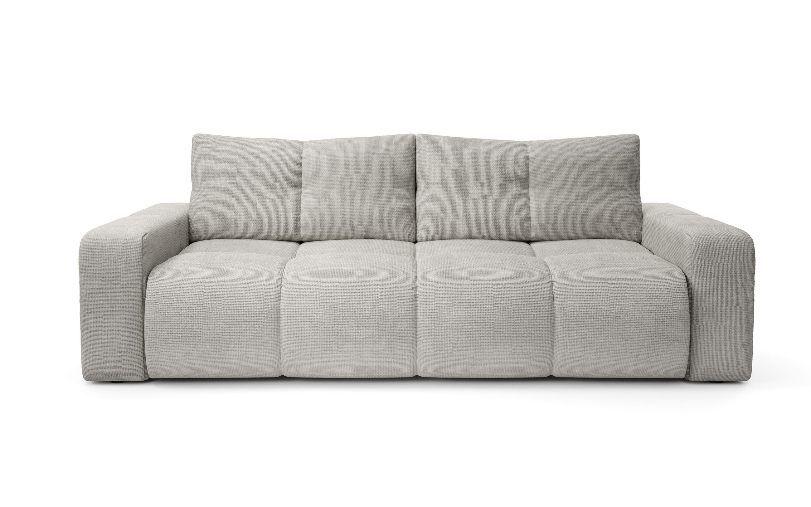BETTSOFA DUCA Grau Jersey- Stoff mit Schlaffunktion - Grau, Holz (259/90/99cm) - MASSENO
