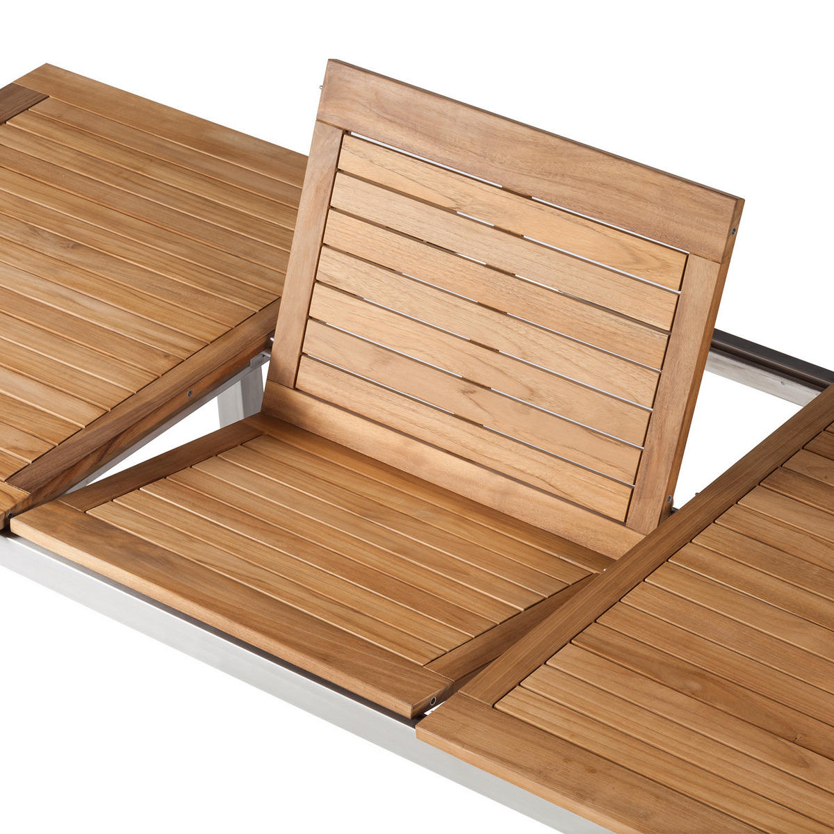 GARTENTISCH - Teak massiv / Edelstahl - Ausziehfunktion - Silberfarben/Braun, Holz/Metall (90/150/75cm) - home24